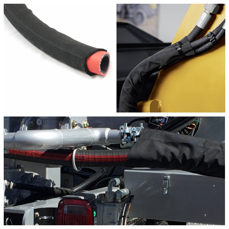 56mm dia Hydraulic Hose Nylon Protective Sleeve Sheath Cable Scuff Jacket 25Ft 