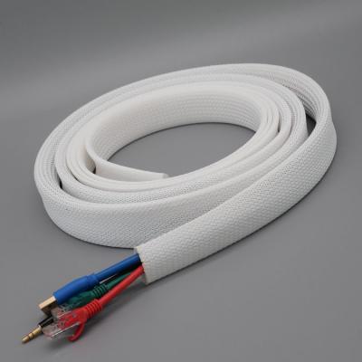 White High Anti-abrasion PET Expandable Braided Cable Sleeve