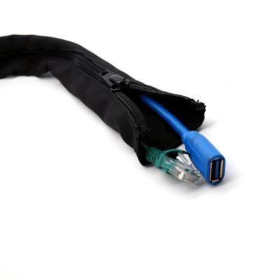 Flexible Zipper Cable Management Sleeve Braided Wrap